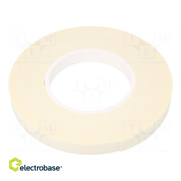 Tape: fixing | W: 15mm | L: 11m | Thk: 1mm | two-sided adhesive | white