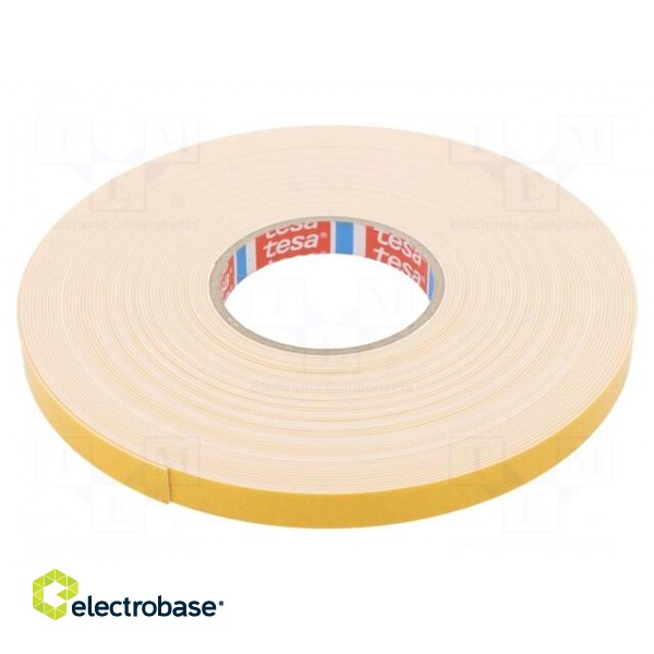 Tape: fixing | W: 15mm | L: 25m | Thk: 1.1mm | double-sided | acrylic | 80°C