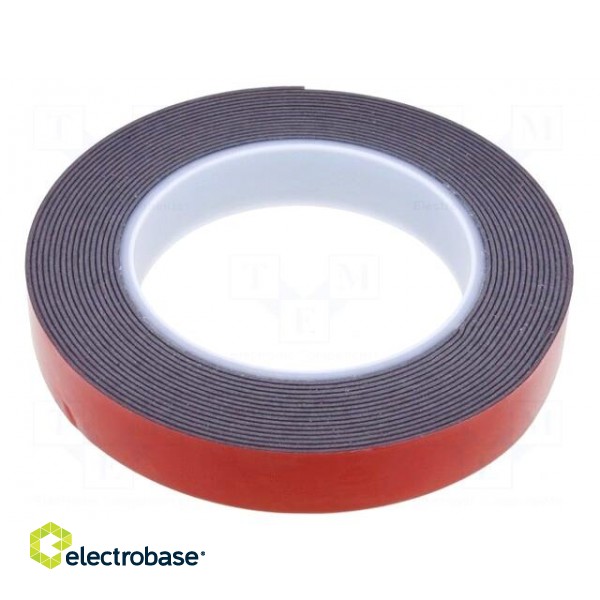 Tape: fixing | W: 19mm | L: 5m | Thk: 1.1mm | double-sided | acrylic | black