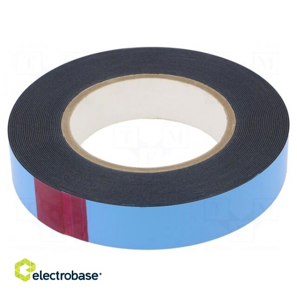 Tape: fixing | W: 25mm | L: 10m | Thk: 0.8mm | two-sided adhesive | black