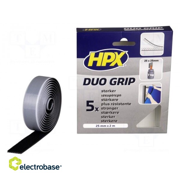 Tape: fixing | W: 25mm | L: 2m | Thk: 5.4mm | synthetic rubber | black