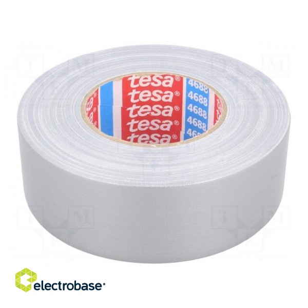 Tape: fixing | W: 50mm | L: 50m | Thk: 0.26mm | natural rubber | silver