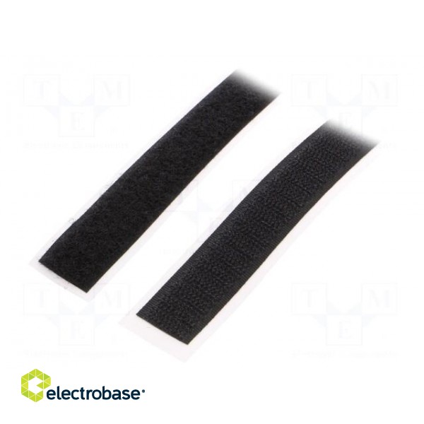 Tape: hook and loop | W: 20mm | L: 5m | Thk: 3mm | rubber | black | -10÷60°C paveikslėlis 2