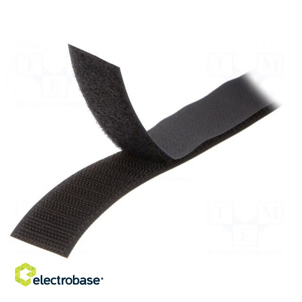 Tape: hook and loop | W: 25mm | L: 5m | Thk: 3mm | rubber | black | -10÷60°C paveikslėlis 2
