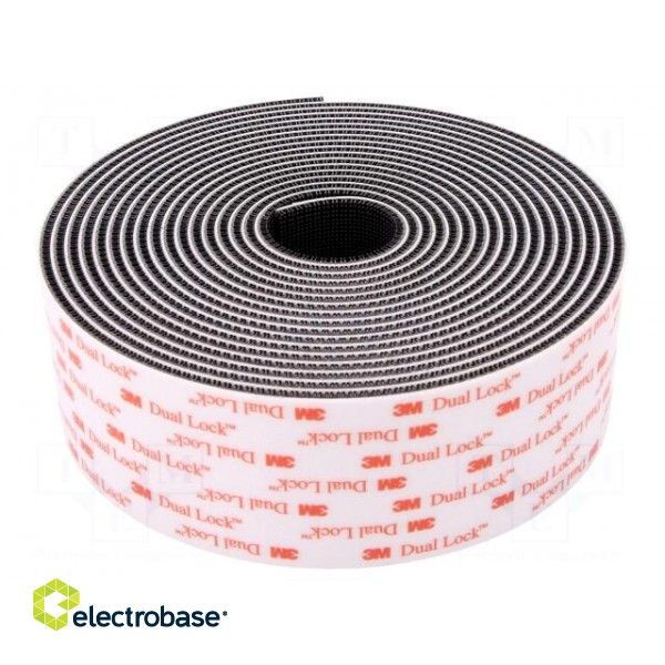 Tape: velcro | W: 50mm | L: 5m | Thk: 5.7mm | acrylic | black | -29÷93°C image 1