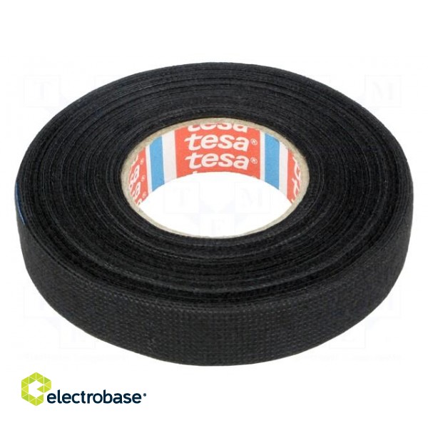 Tape: textile | W: 15mm | L: 15m | Thk: 300um | Automotive | black | 105°C