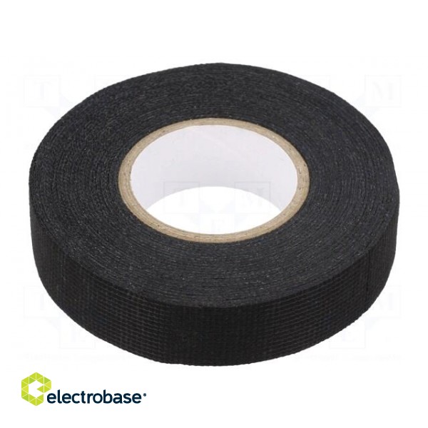 Tape: textile | W: 19mm | L: 15m | Thk: 0.13mm | modified acryl | black