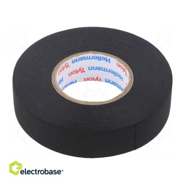 Tape: textile | W: 19mm | L: 25m | Thk: 0.18mm | rubber | black | -40÷125°C