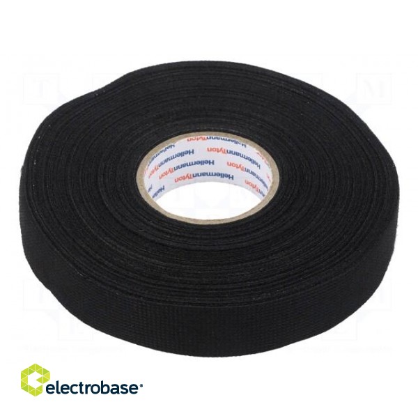 Tape: textile | W: 19mm | L: 25m | Thk: 0.3mm | rubber | black | -40÷105°C