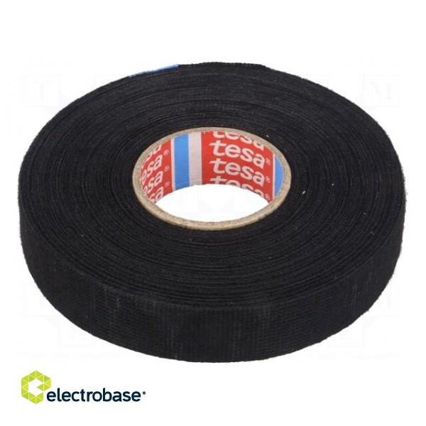 Tape: textile | W: 19mm | L: 25m | Thk: 250um | Automotive | rubber | black