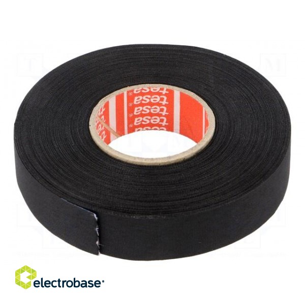 Fabric tape | PET wool | W: 19mm | L: 25m | black