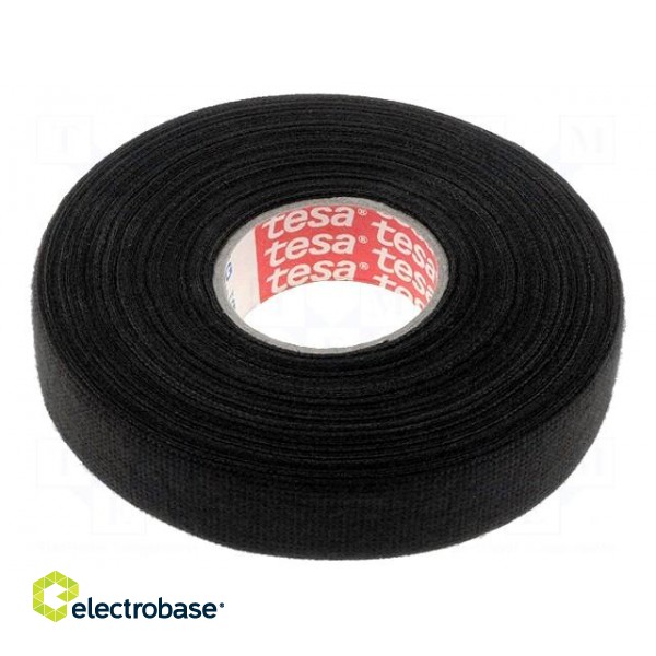 Tape: textile | W: 19mm | L: 25m | Thk: 300um | Automotive | black | 105°C
