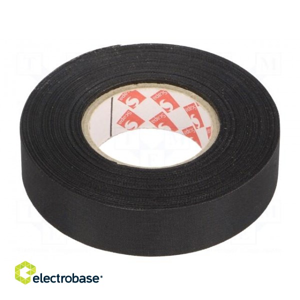 Tape: textile | W: 19mm | L: 30m | Thk: 0.15mm | rubber | black | -40÷105°C