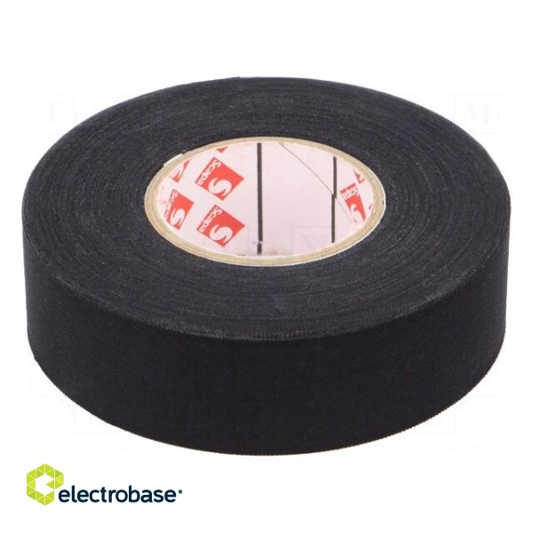 Tape: textile | W: 25mm | L: 25m | Thk: 250um | rubber | black | 8%