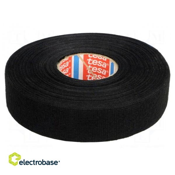 Tape: textile | W: 25mm | L: 25m | Thk: 0.3mm | Automotive | black | 105°C