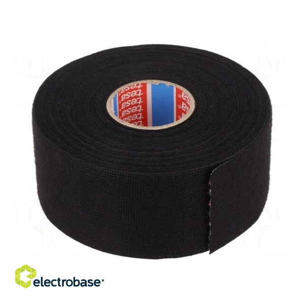 Tape: textile | W: 50mm | L: 25m | Thk: 300um | Automotive | black | 105°C