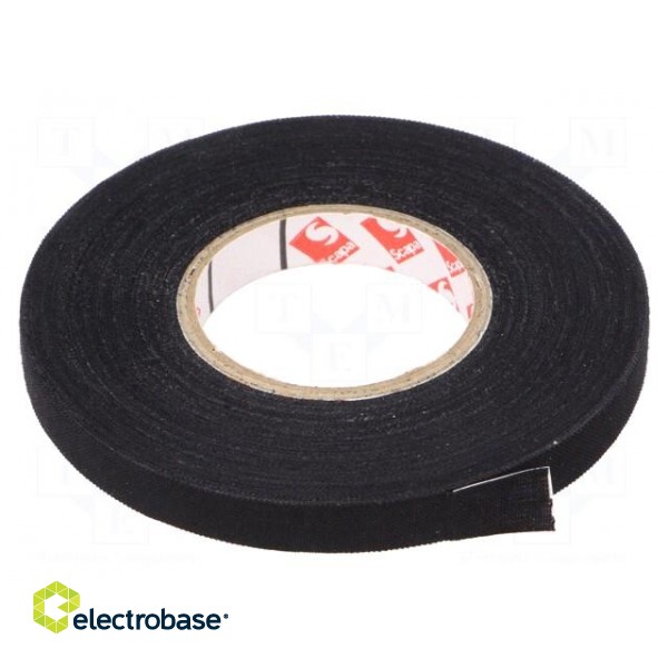 Tape: textile | W: 9mm | L: 25m | Thk: 250um | rubber | black