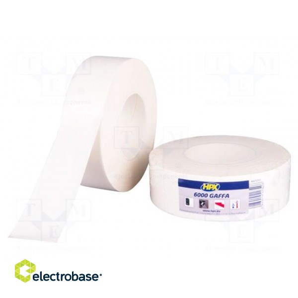 Tape: duct | W: 50mm | L: 25m | Thk: 0.3mm | white | natural rubber | 10% image 1