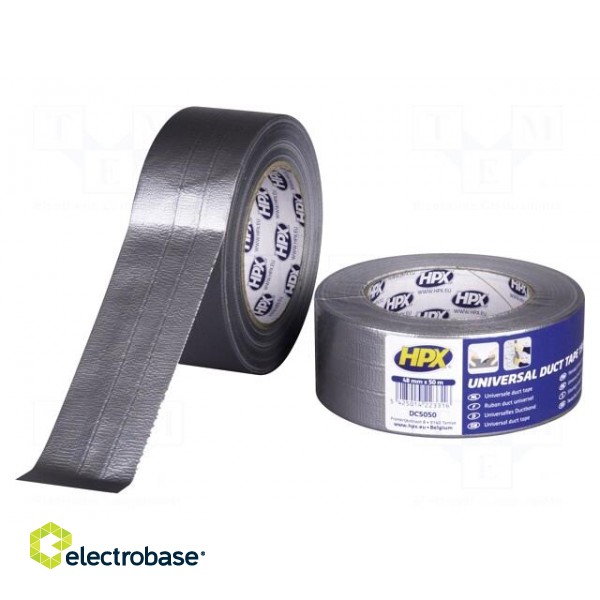 Tape: duct | W: 48mm | L: 50m | Thk: 0.17mm | silver | synthetic rubber