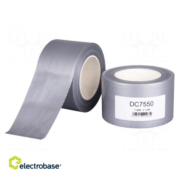 Tape: duct | W: 75mm | L: 50m | Thk: 0.17mm | silver | synthetic rubber