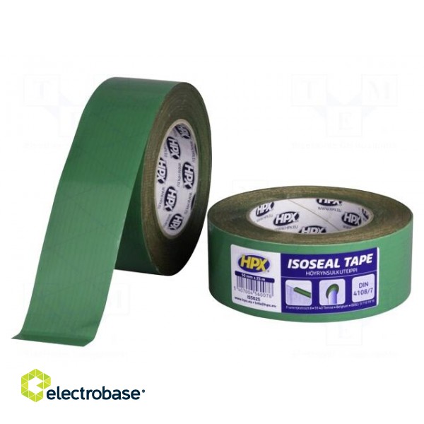 Tape: sealing | W: 50mm | L: 25m | Thk: 0.25mm | green | acrylic | max.100°C