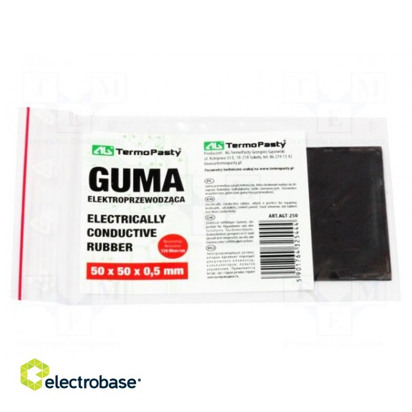 Electrically conductive rubber | black | W: 50mm | L: 50mm | Thk: 0.5mm