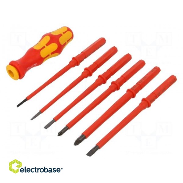 Kit: screwdriver bits | Pcs: 7 | 6pcs | insulated | 1kVAC | Package: case фото 1