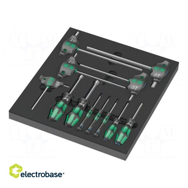 Kit: screwdrivers | Hex Plus key,6-angles socket | in a foam tray