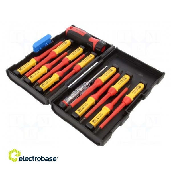 Kit: screwdrivers | insulated | 1kVAC | plastic box | 13pcs. фото 1