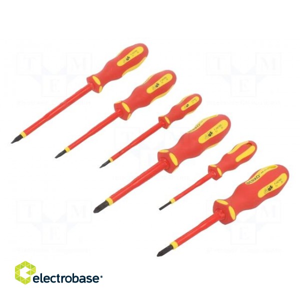 Kit: screwdrivers | insulated | 1kVAC | Pozidriv®,slot | 6pcs.