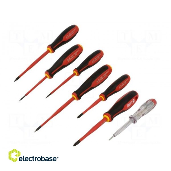 Kit: screwdrivers | insulated | Phillips,slot | Kit: voltage tester