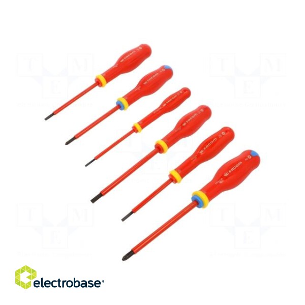 Kit: screwdrivers | insulated | Pozidriv®,slot | 6pcs.