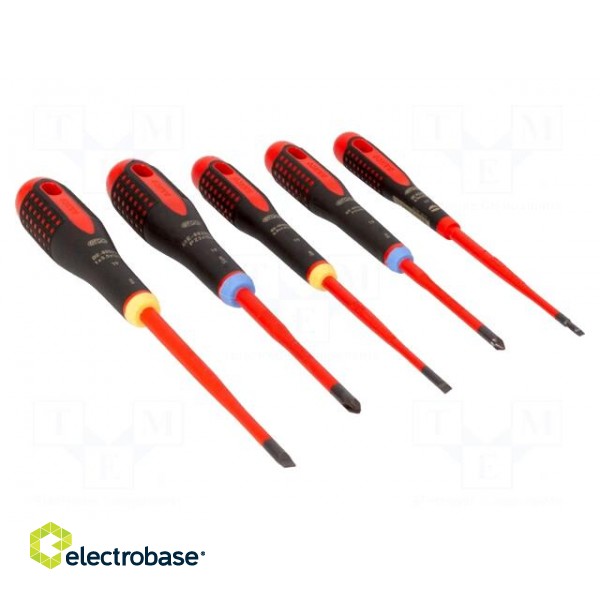 Kit: screwdrivers | insulated | Pozidriv®,slot | ERGO® | 5pcs.