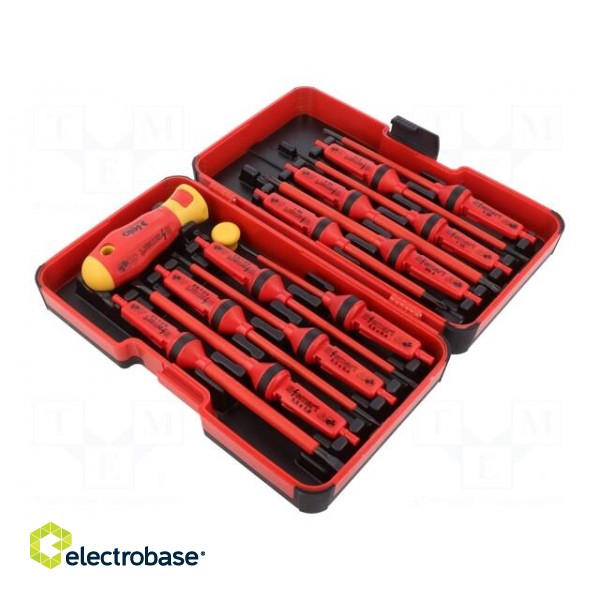 Kit: screwdrivers | insulated | 1kVAC | plastic box | 14pcs.