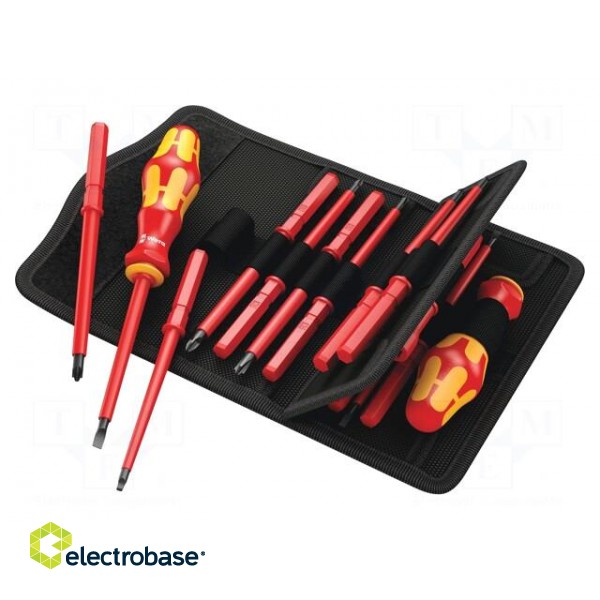 Kit: screwdrivers | insulated | 1kVAC | 6.35mm,8.1mm | case | 16pcs.