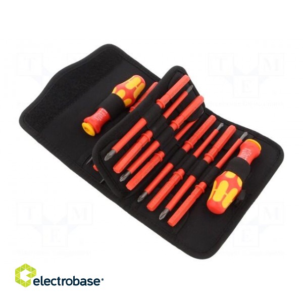 Kit: screwdrivers | Pcs: 16 | insulated | 1kVAC | Socket: 6,35mm,8,1mm image 1