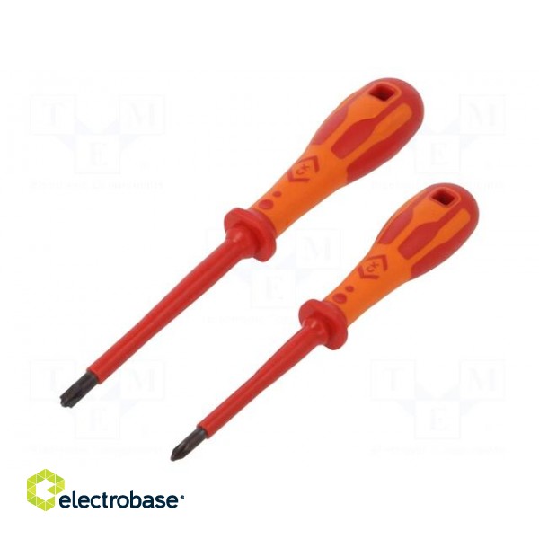 Kit: screwdrivers | insulated | 1kVAC | Pozidriv® | Size: PZ1,PZ2