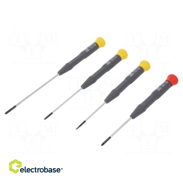 Kit: screwdrivers | Pcs: 4 | precision | Phillips,slot