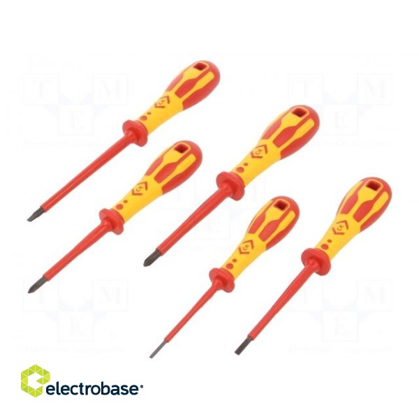 Kit: screwdrivers | Pcs: 5 | insulated | 1kVAC | Phillips,slot