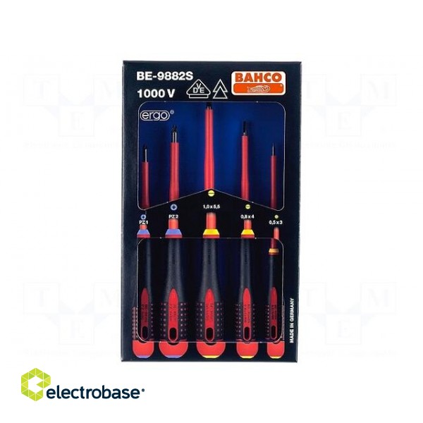 Kit: screwdrivers | insulated | 1kVAC | Pozidriv®,slot | ERGO® | 5pcs.