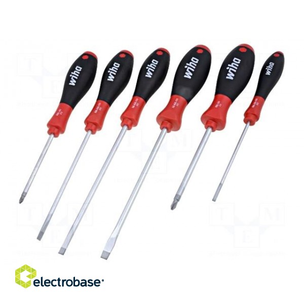 Kit: screwdrivers | Pcs: 6 | Pozidriv®,slot | Series: SoftFinish®