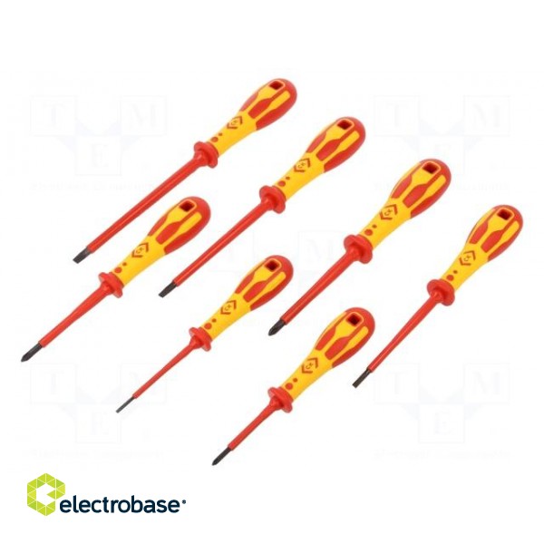 Kit: screwdrivers | Pcs: 7 | insulated | 1kVAC | Phillips,slot