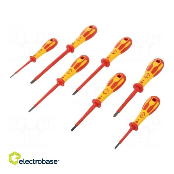 Kit: screwdrivers | Pcs: 7 | insulated | 1kVAC | Pozidriv®,slot