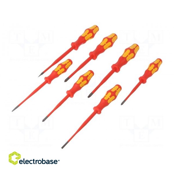Kit: screwdrivers | Pcs: 8 | insulated | 1kVAC | slot | for electricians фото 1
