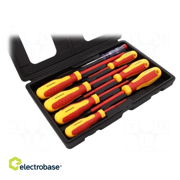 Kit: screwdrivers | insulated | 1kVAC | Phillips,slot | plastic box image 2