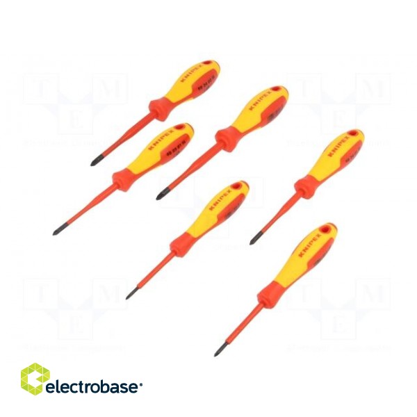 Kit: screwdrivers | Pcs: 6 | insulated | 1kVAC | Phillips,Pozidriv® paveikslėlis 1