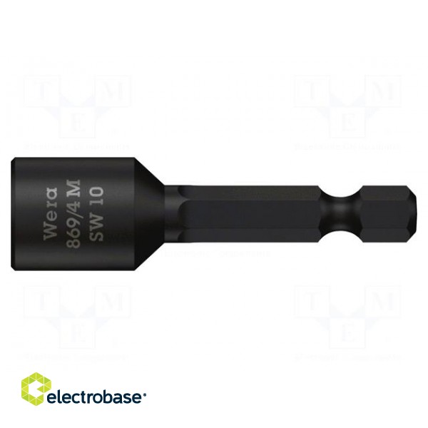 Screwdriver bit | 6-angles socket | Socket: HEX 13mm | with magnet