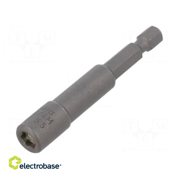 Screwdriver bit | 6-angles socket | Socket: HEX 5,5mm | with magnet