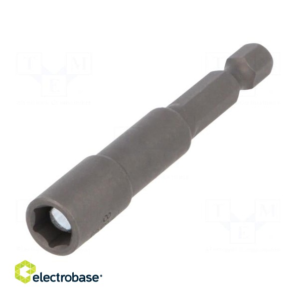 Screwdriver bit | 6-angles socket | Socket: HEX 7mm | with magnet