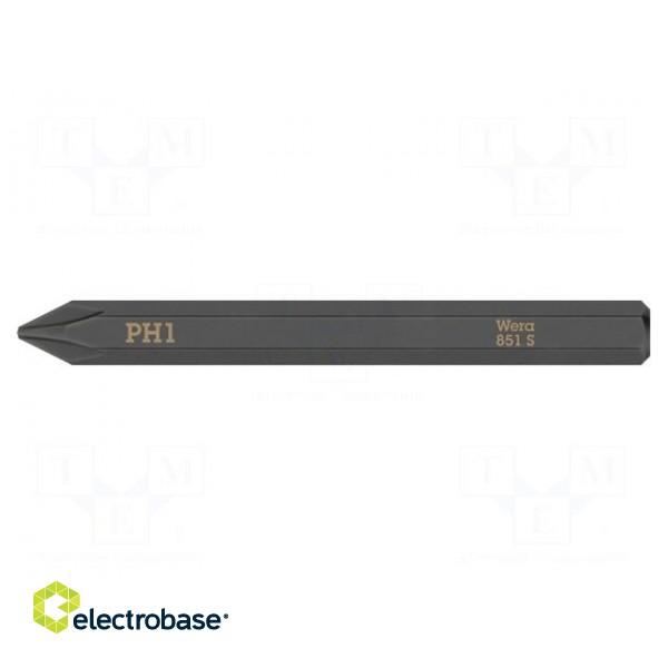Screwdriver bit | Phillips | PH1 | Overall len: 70mm | Mounting: 1/4"